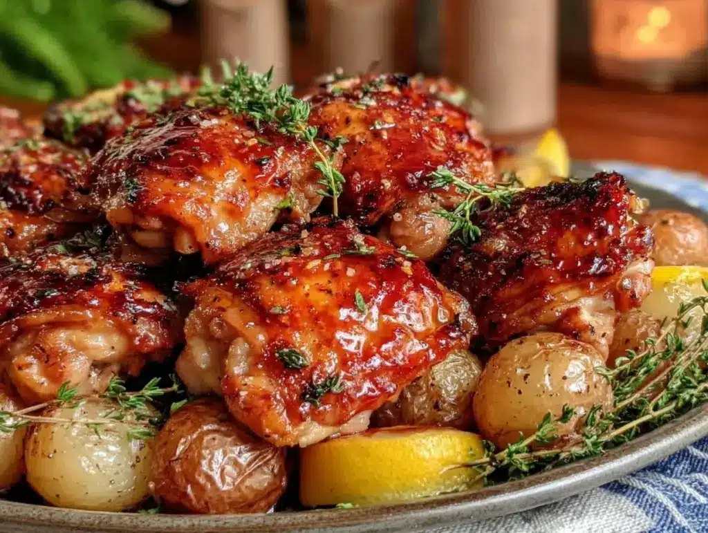 crispy sheet pan lemon chicken - featured image