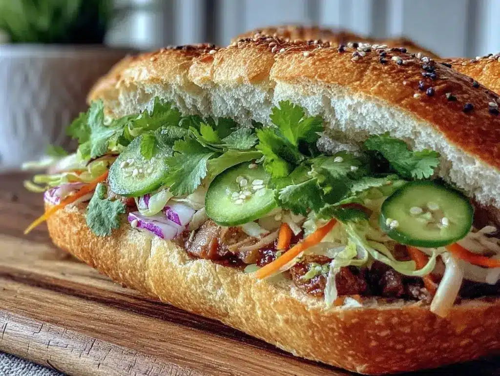 crispy vietnamese banh mi sandwich - featured image