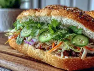 crispy vietnamese banh mi sandwich - featured image