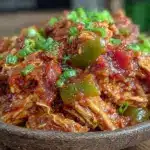 easy tender crockpot salsa chicken - featured image