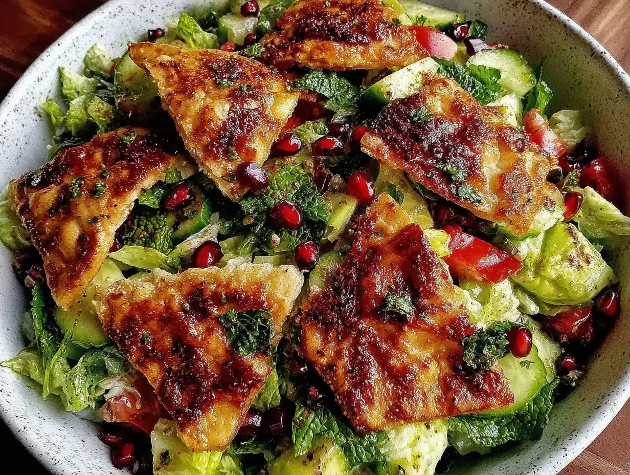 Fresh Lebanese Fattoush Salad preparation steps