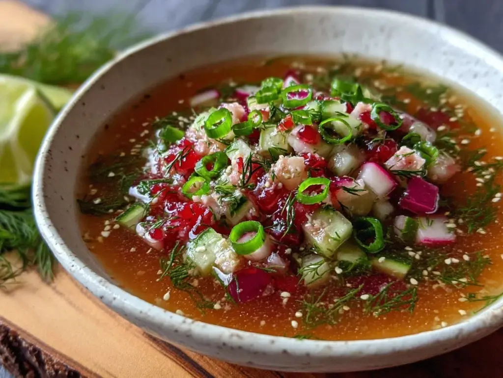 fresh russian okroshka cold soup - featured image