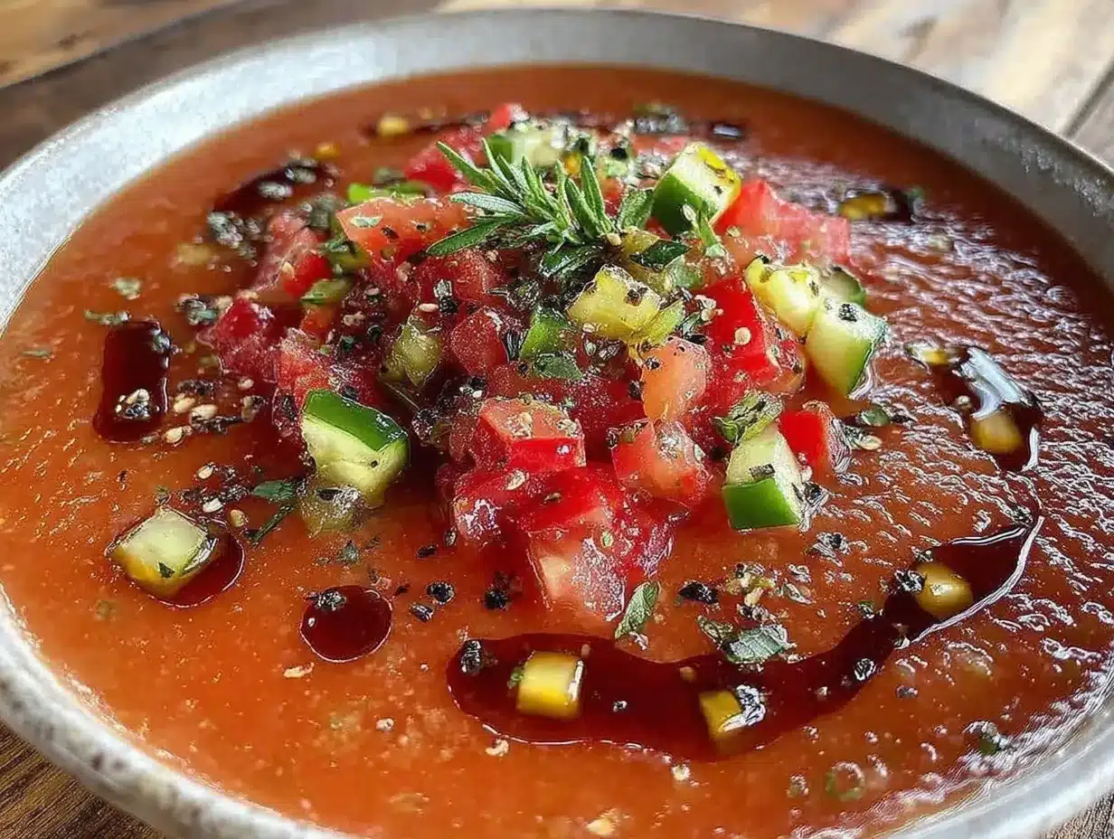 Fresh Spanish Gazpacho Andaluz preparation steps