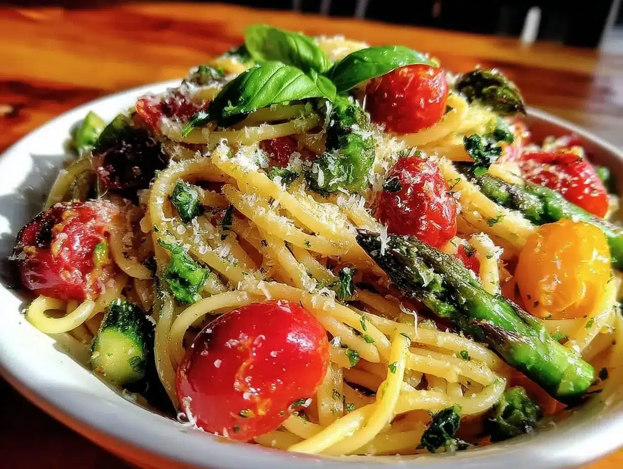 fresh spring vegetable pasta primavera preparation steps