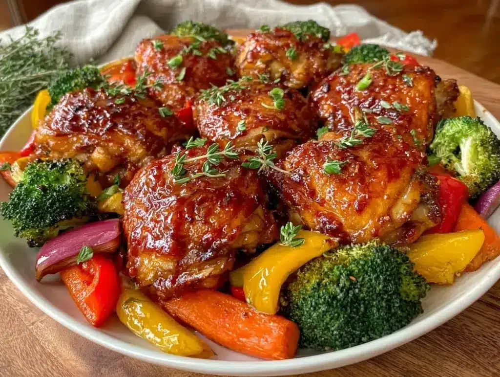 honey garlic chicken and veggies - featured image