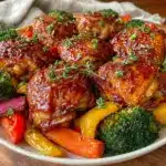 honey garlic chicken and veggies - featured image