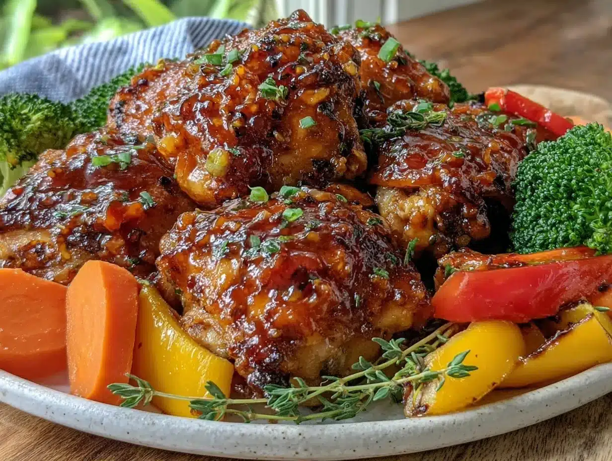 honey garlic chicken and veggies preparation steps