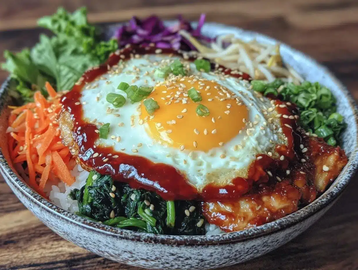 Korean bibimbap bowl preparation steps