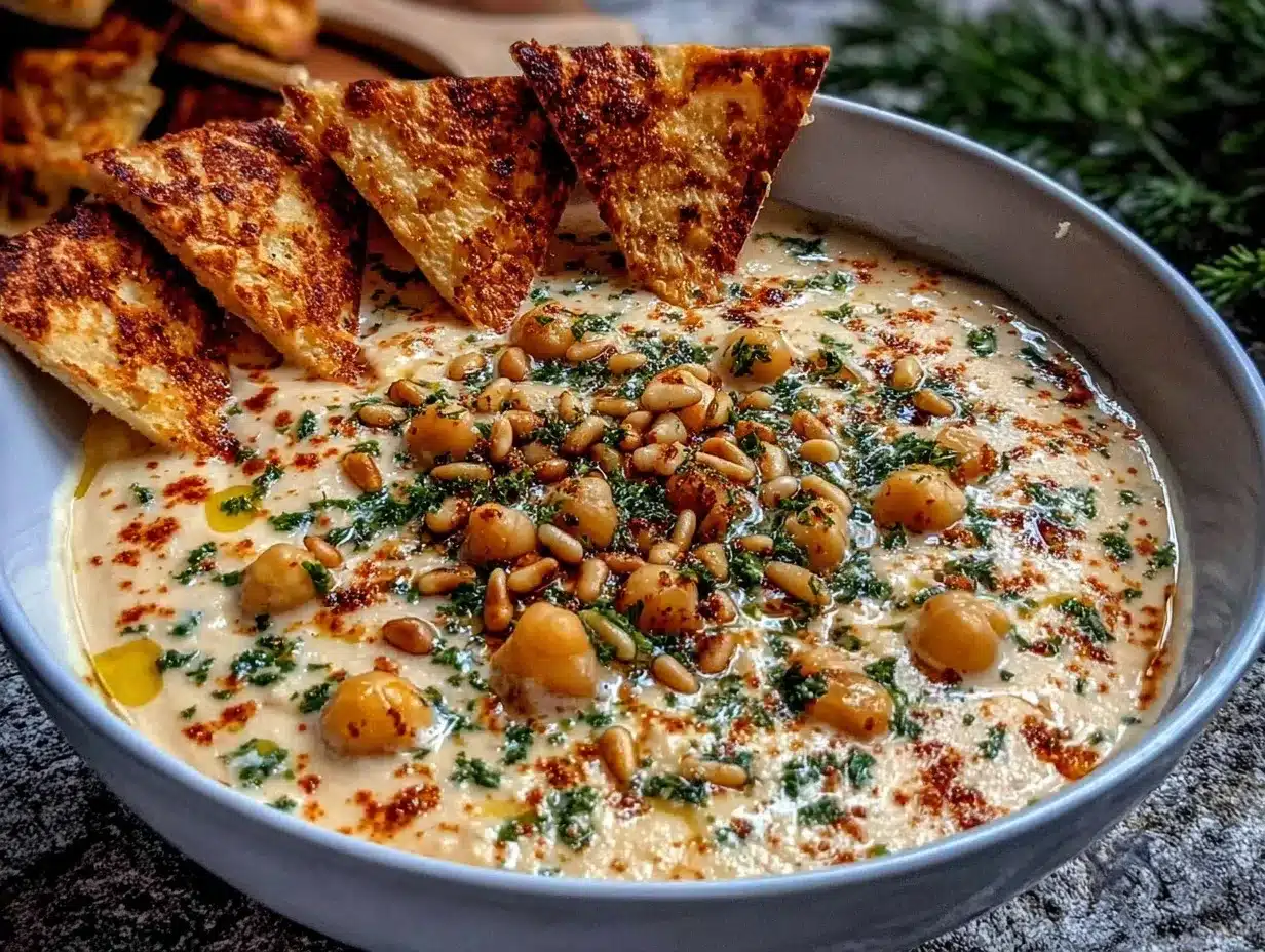 Lebanese fattet hummus soup preparation steps