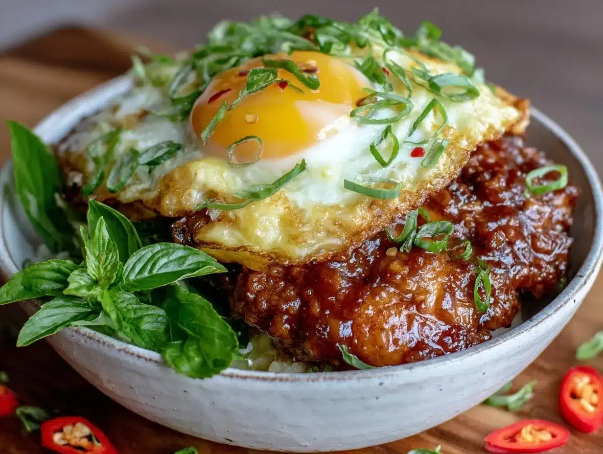 Pad Krapow Gai spicy basil chicken preparation steps