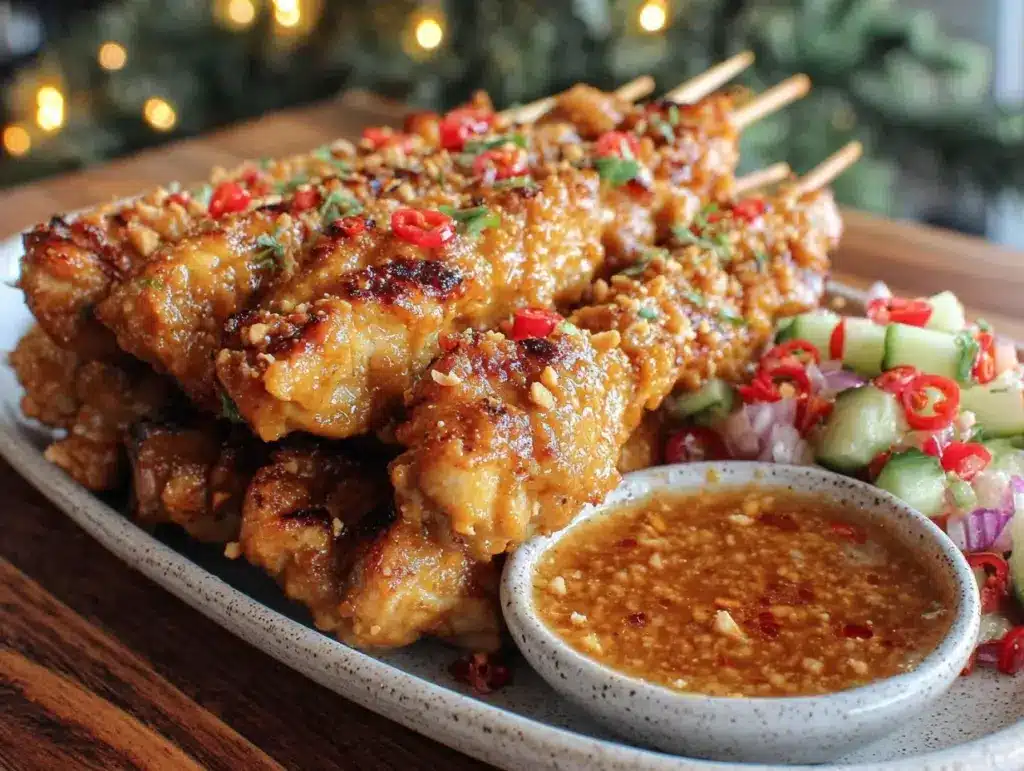 thai peanut chicken satay skewers - featured image