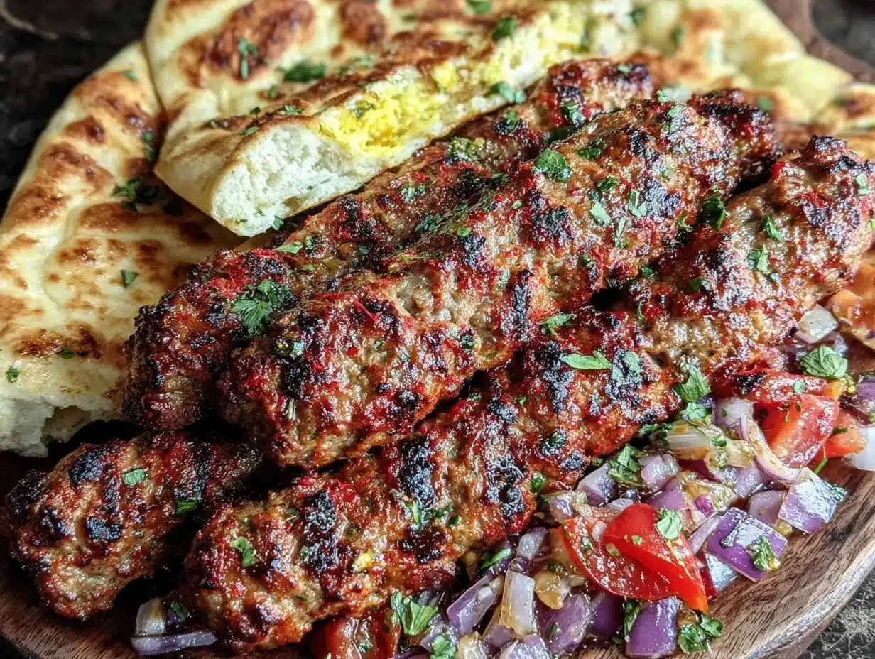 Turkish Adana kebabs preparation steps