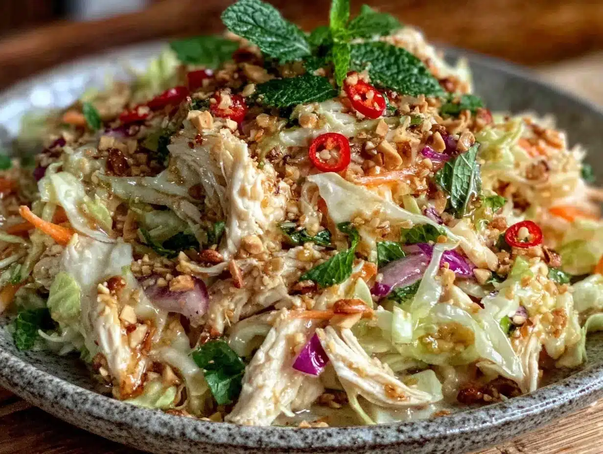 Vietnamese Goi Ga chicken salad preparation steps