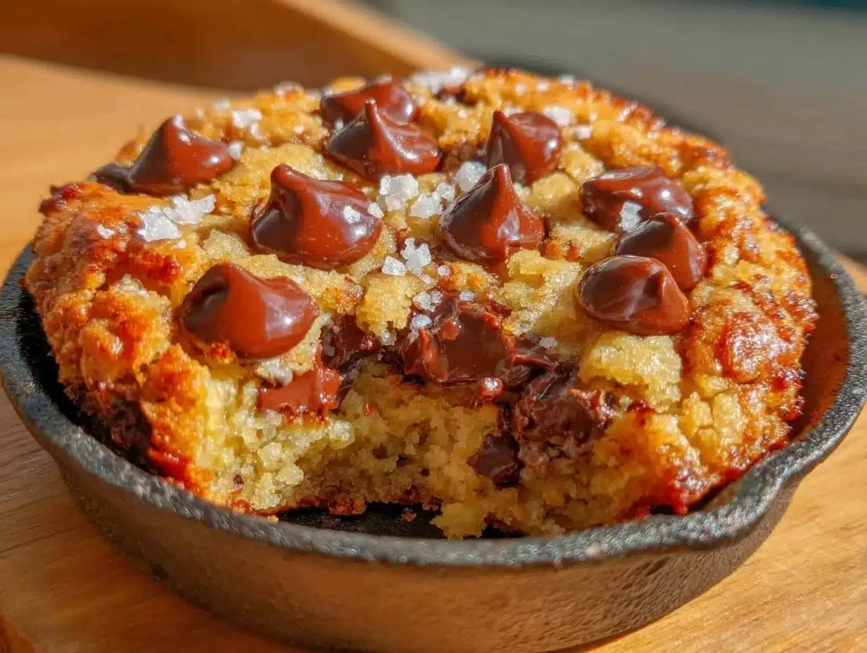 brown butter chocolate chip skillet cookie - featured image