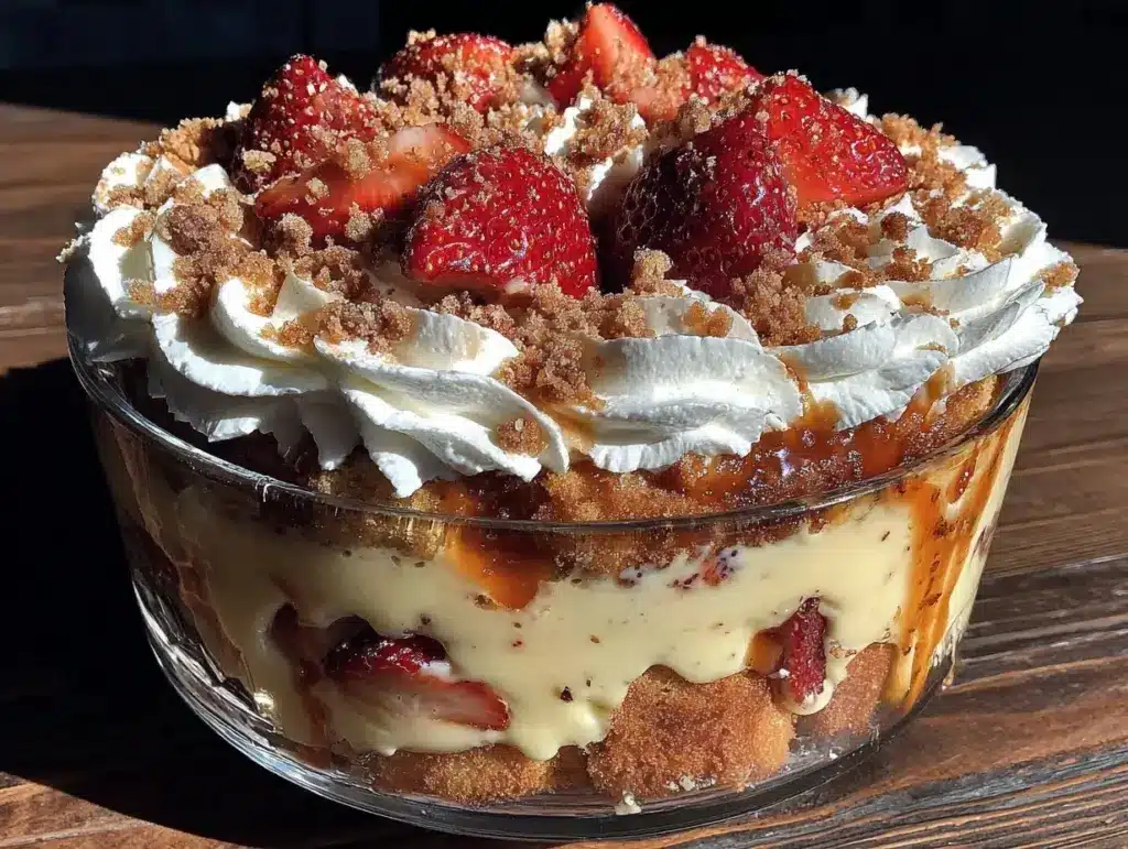 brown butter strawberry shortcake trifle - featured image