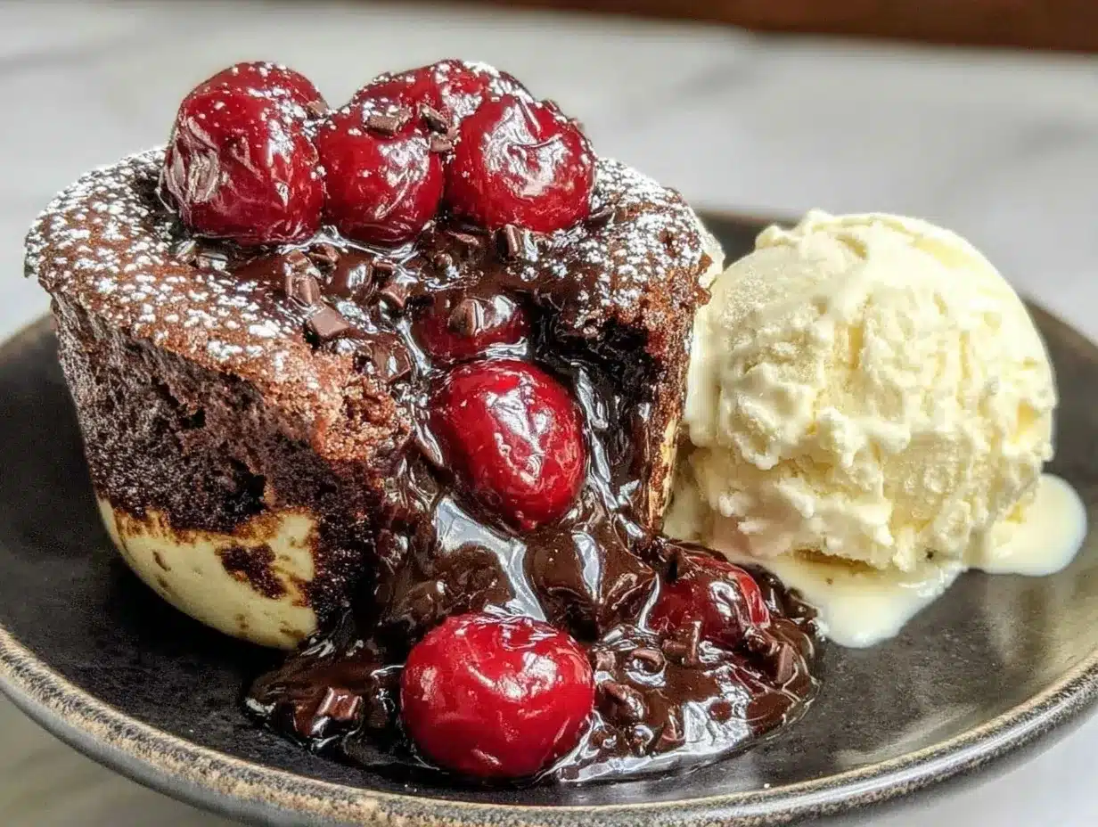 cherry chocolate lava mug cake preparation steps