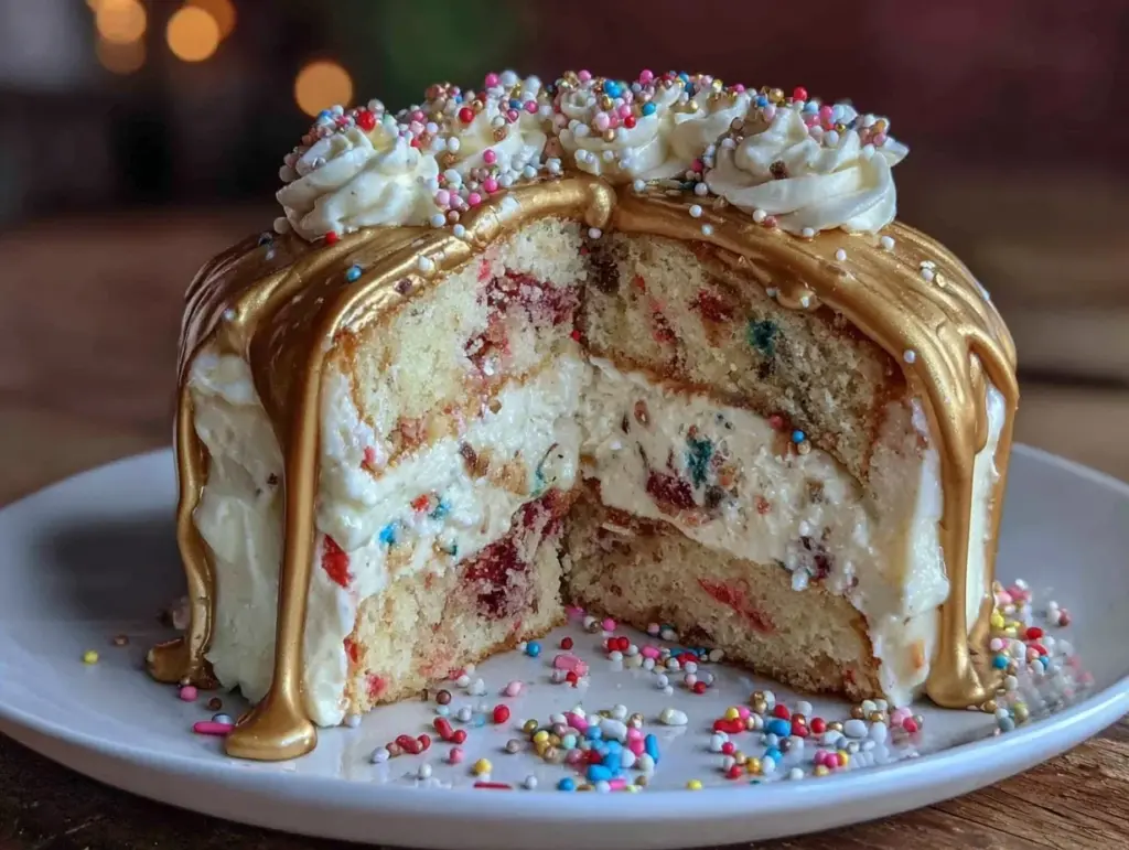 confetti sprinkle layer cake - featured image