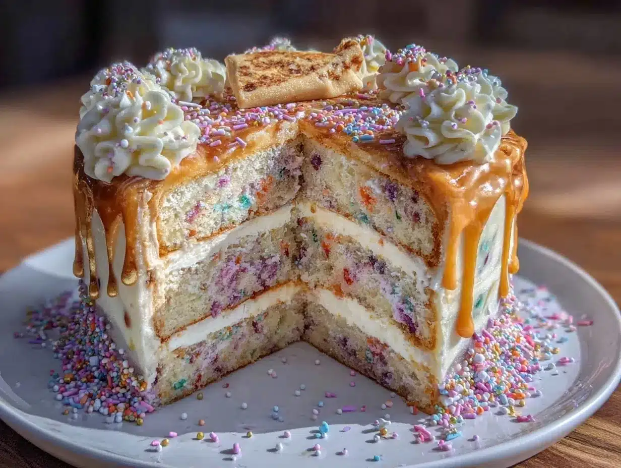 confetti sprinkle layer cake preparation steps