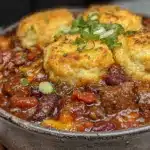 cowboy chili with cornbread dumplings - featured image
