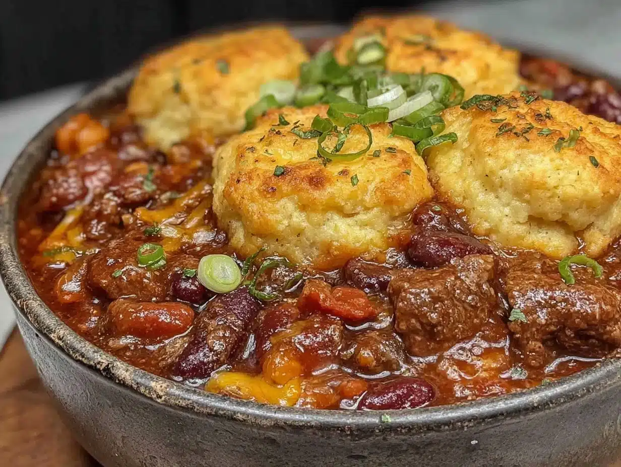 cowboy chili with cornbread dumplings - featured image