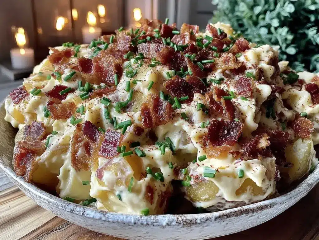 creamy classic deviled egg potato salad - featured image