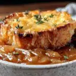 creamy crockpot french onion soup chicken - featured image