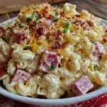 creamy loaded macaroni salad - featured image