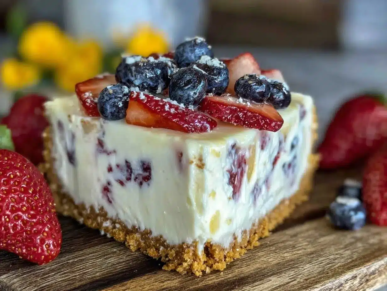 creamy no-bake stars and stripes cheesecake preparation steps