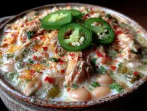 creamy slow cooker white chicken chili - featured image