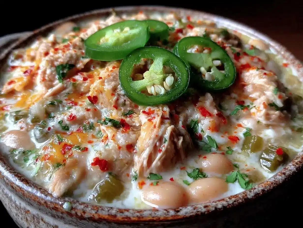 creamy slow cooker white chicken chili - featured image