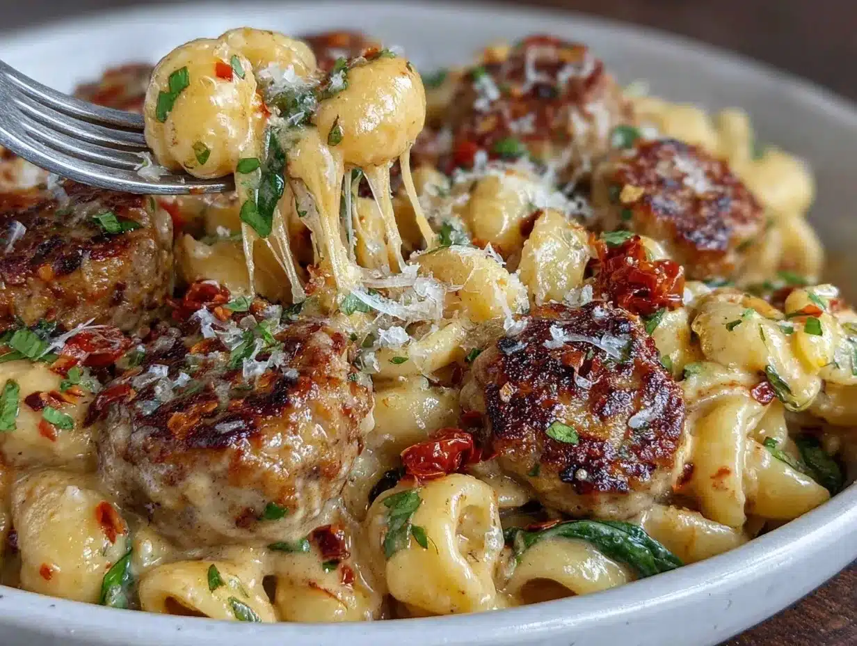 creamy tuscan white bean and sausage pasta preparation steps