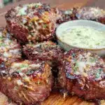 crispy air fryer garlic parmesan steak bites - featured image