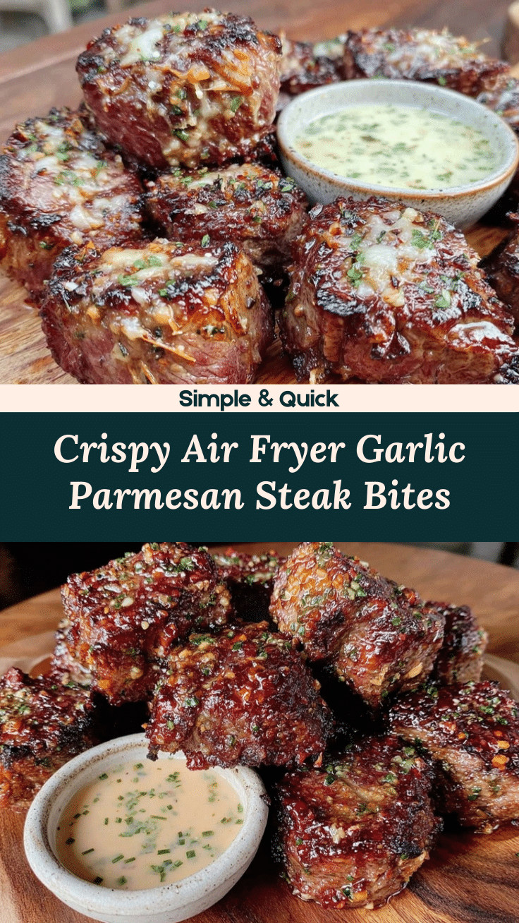 crispy air fryer garlic parmesan steak bites recipe