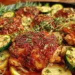 crispy one-pan lemon herb chicken thighs - featured image