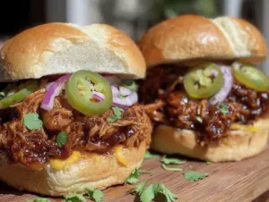 crockpot bbq pulled chicken sandwiches - featured image