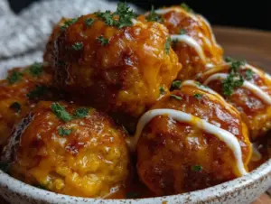 crockpot honey buffalo chicken meatballs - featured image