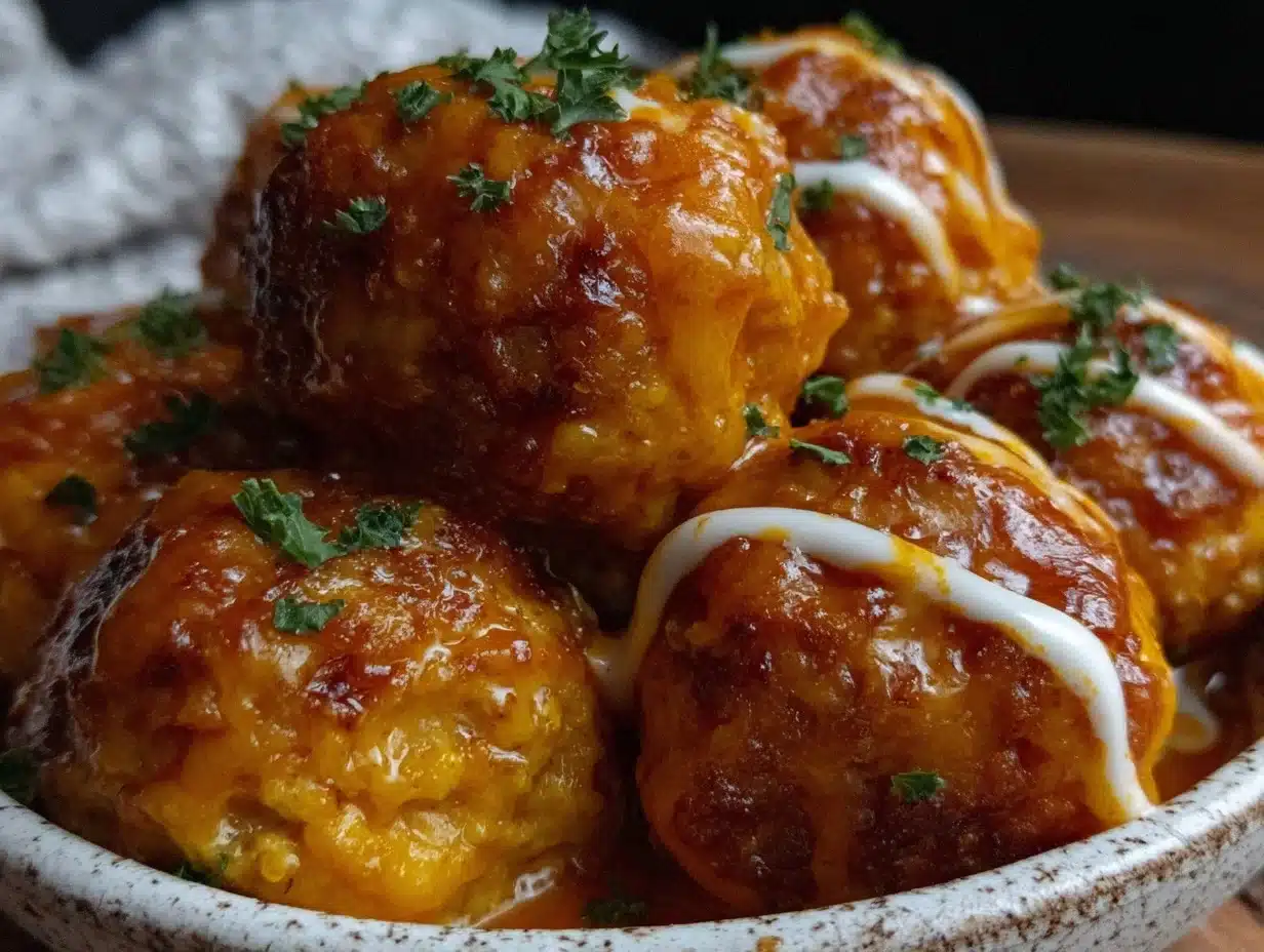 crockpot honey buffalo chicken meatballs - featured image
