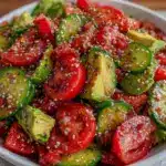 cucumber tomato avocado salad - featured image