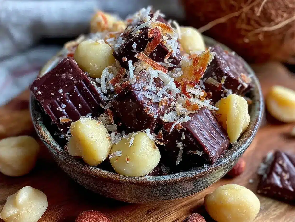 dark chocolate coconut trail mix preparation steps
