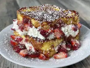 fluffy strawberry shortcake french toast - featured image