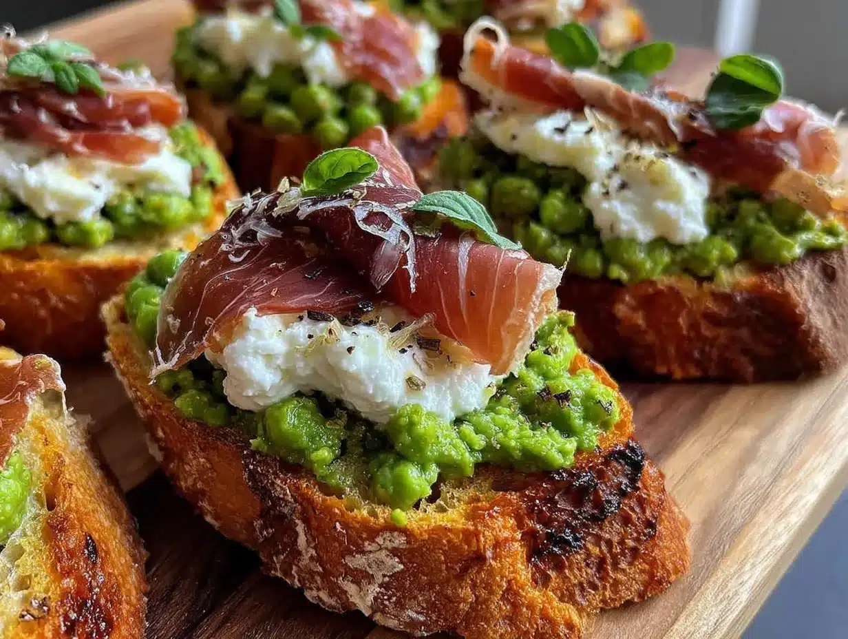 fresh pea and mint crostini preparation steps