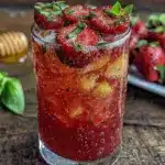 fresh sparkling strawberry basil lemonade - featured image