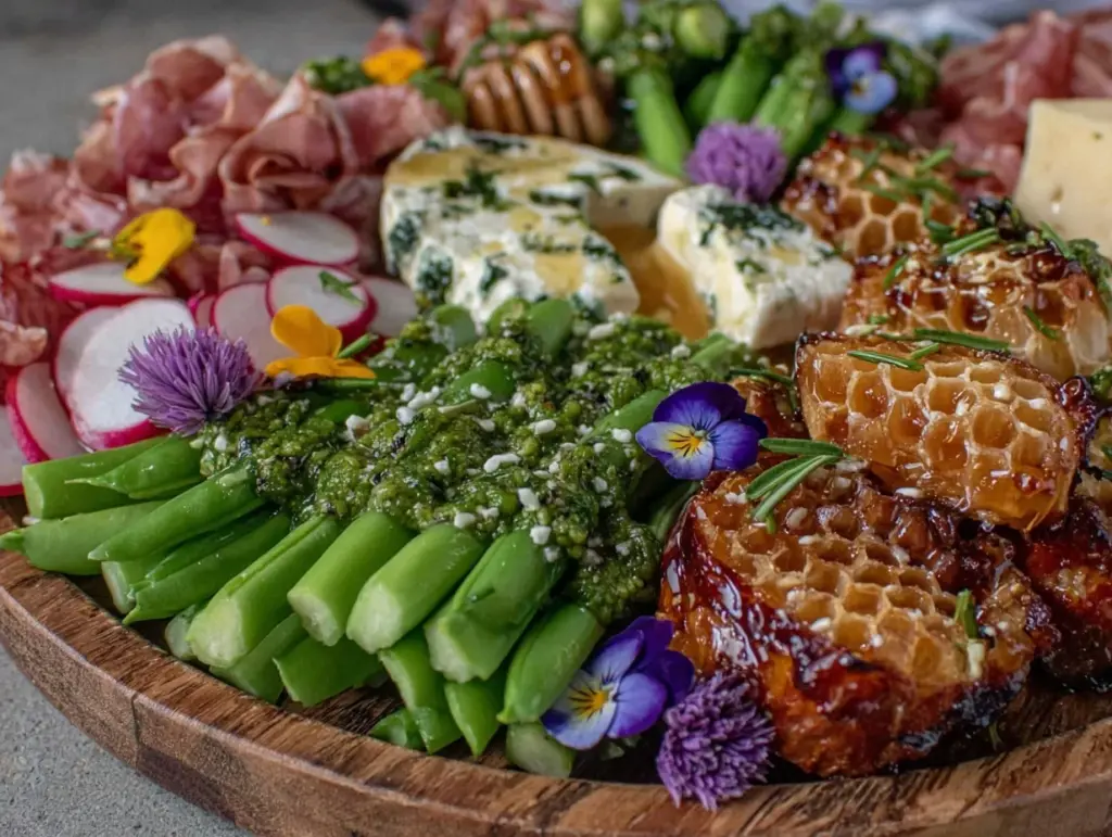 fresh spring garden charcuterie board - featured image