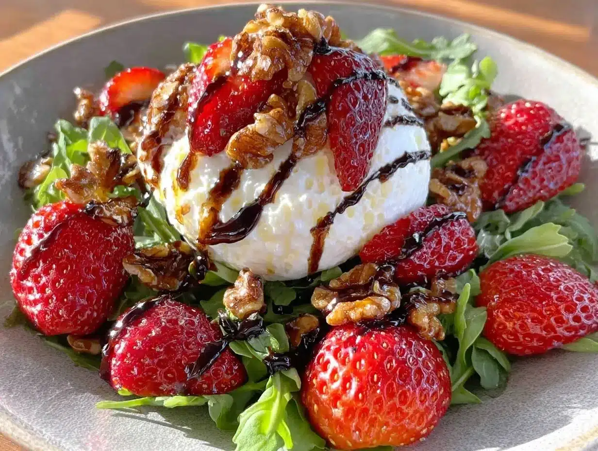 fresh strawberry balsamic burrata salad preparation steps