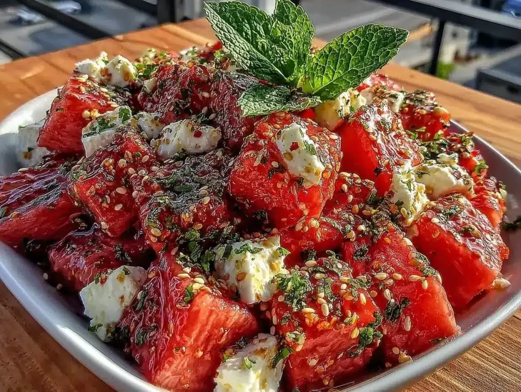 fresh watermelon feta mint salad - featured image