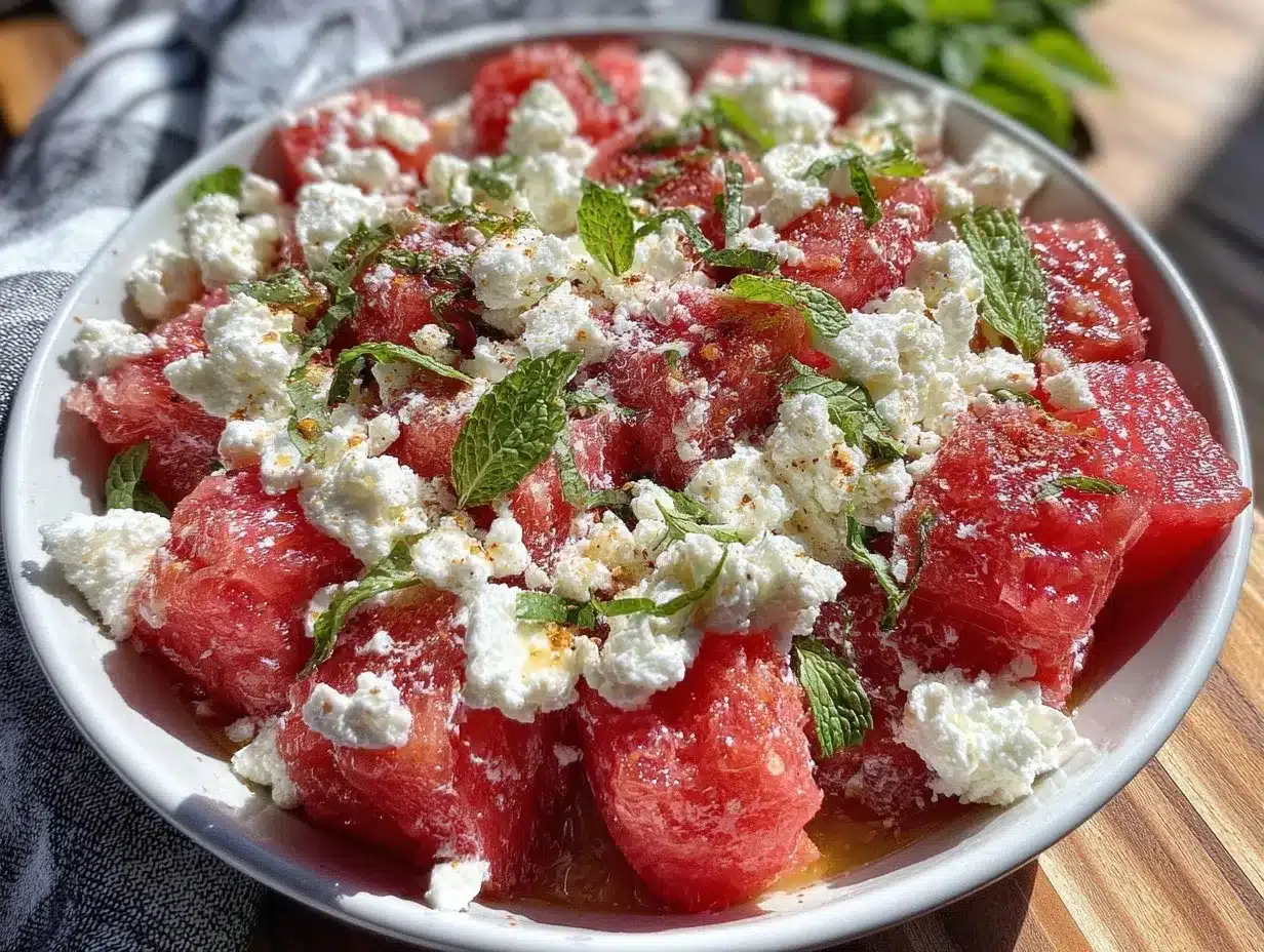 fresh watermelon feta mint salad preparation steps