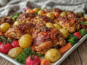 gestational diabetes friendly sheet pan chicken dinner - featured image