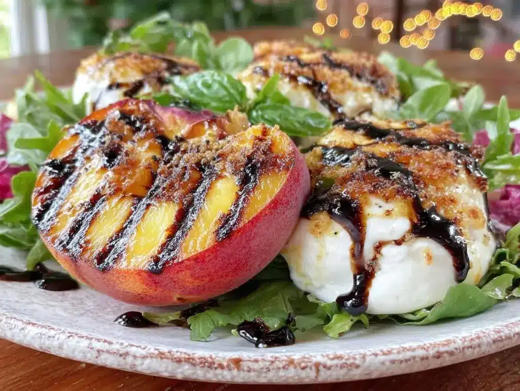 grilled peach and burrata salad - featured image
