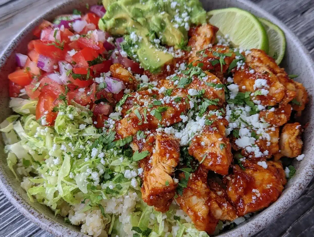 healthy high protein chicken taco bowl preparation steps