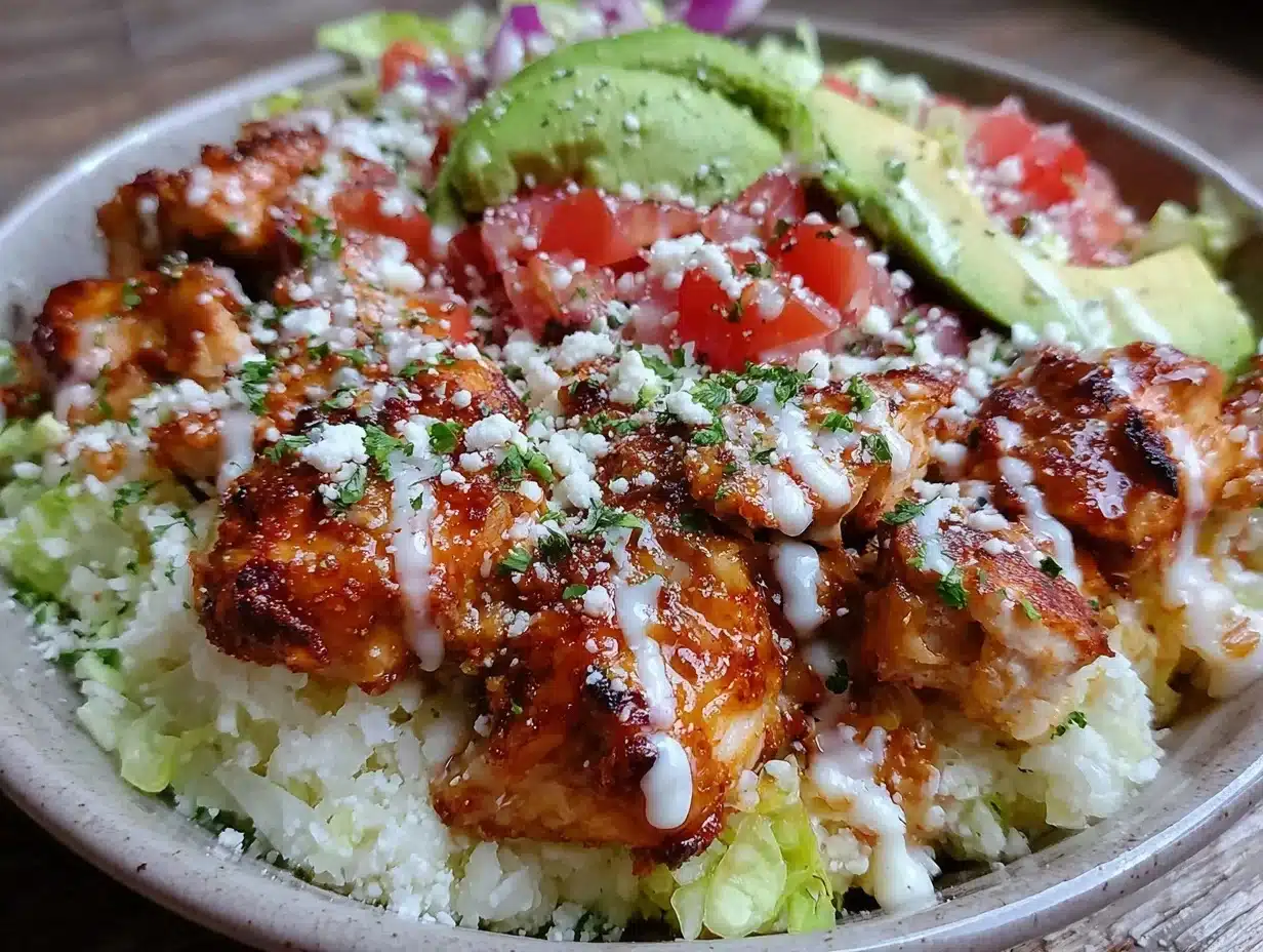 healthy high protein chicken taco bowl - featured image